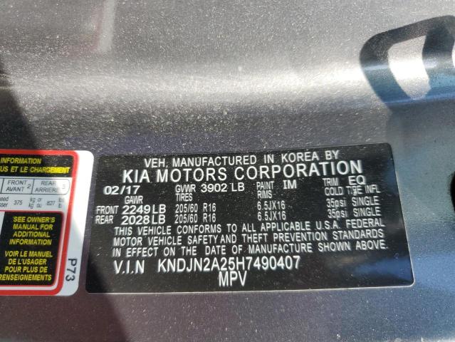 2017 KIA SOUL KNDJN2A25H7490407