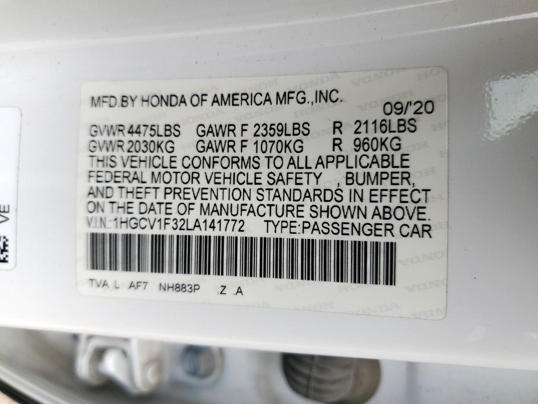 2020 HONDA ACCORD SPO - 1HGCV1F32LA141772