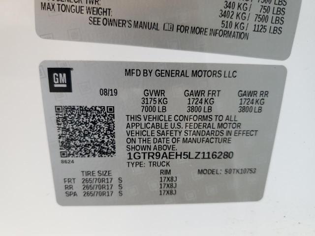 2020 GMC SIERRA K15 1GTR9AEH5LZ116280