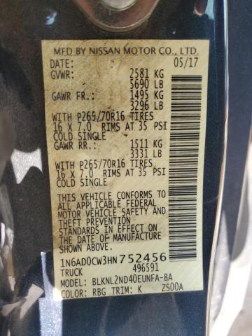 2017 NISSAN FRONTIER S 1N6AD0CW3HN752456