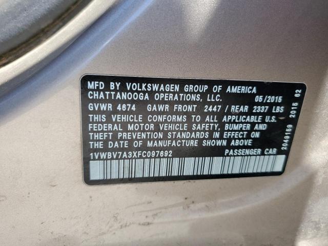 2015 VOLKSWAGEN PASSAT SE 1VWBV7A3XFC097692