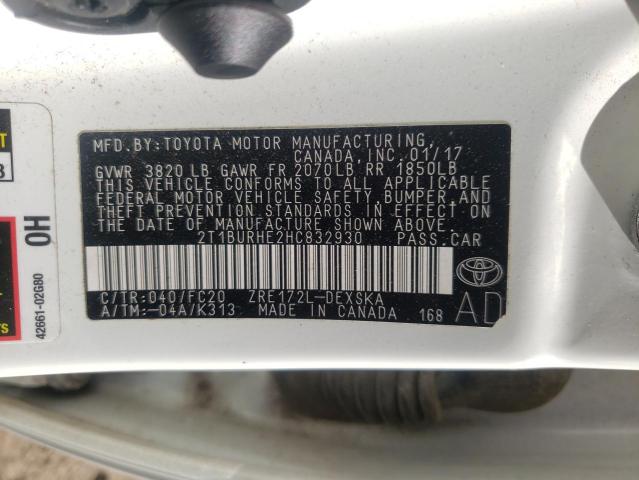 2017 TOYOTA COROLLA L 2T1BURHE2HC832930