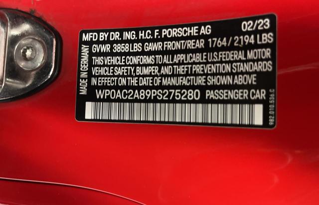 2023 PORSCHE CAYMAN GT4 WP0AC2A89PS275280