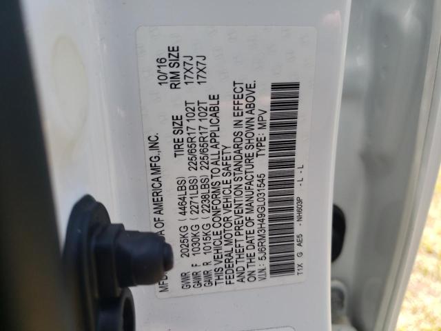 2016 HONDA CR-V SE 5J6RM3H49GL031545