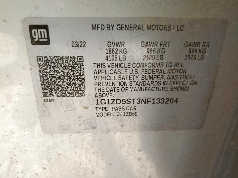 2022 CHEVROLET MALIBU LT 1G1ZD5ST3NF133204