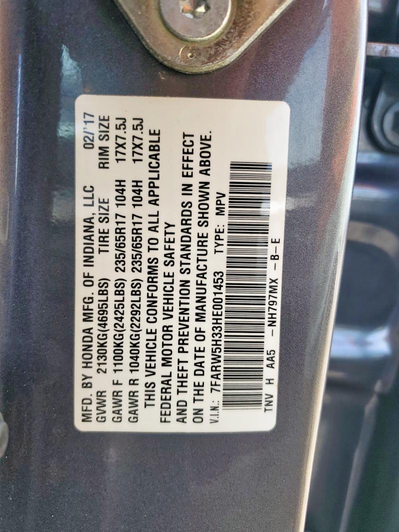 2017 HONDA CR-V LX 7FARW5H33HE001453