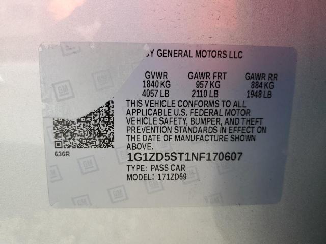 2022 CHEVROLET MALIBU LT - 1G1ZD5ST1NF170607