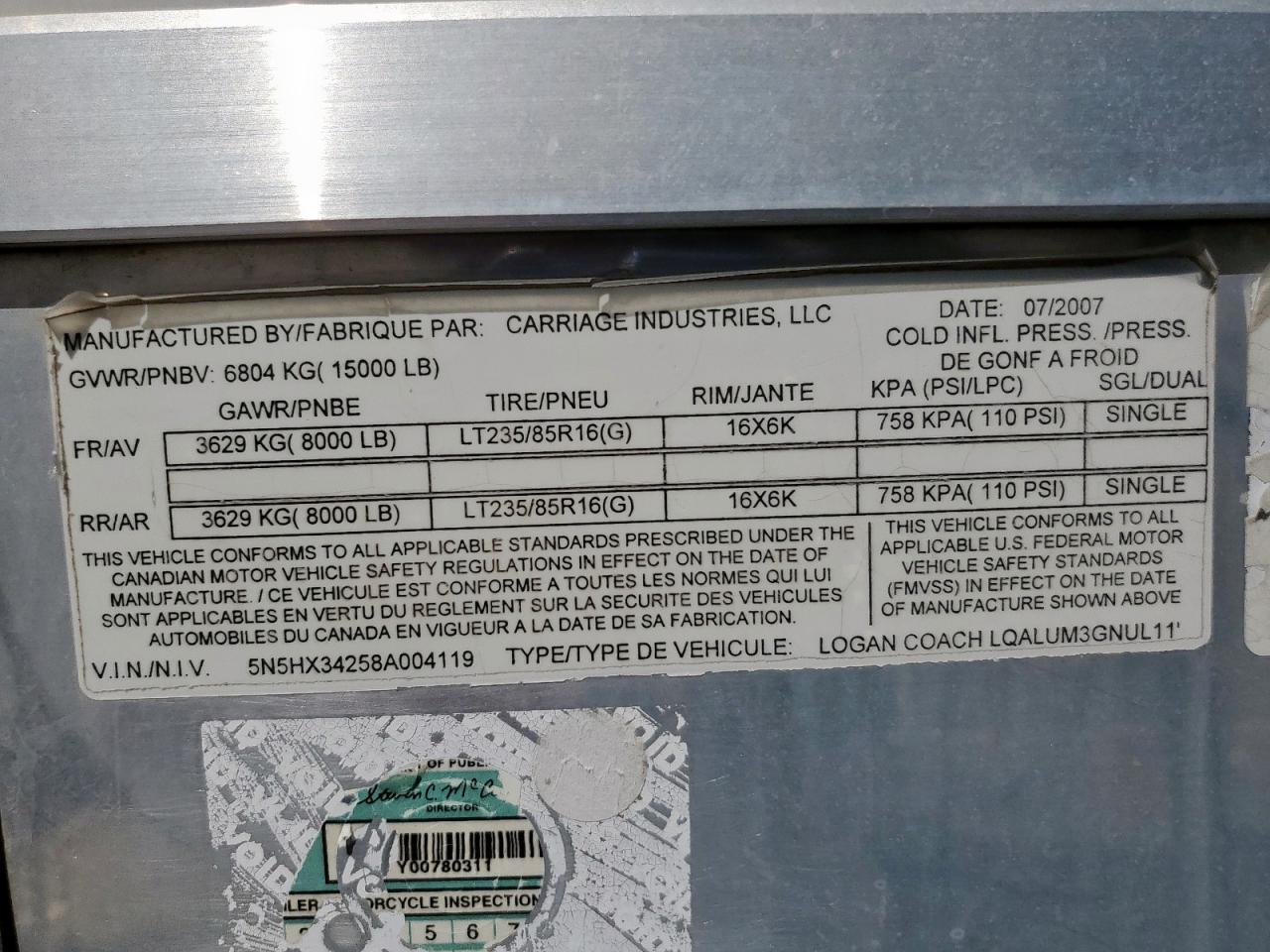 Lot #3279868273 2008 LOGAN HORSETRAIL