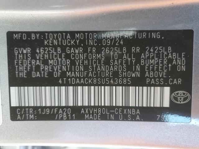 2025 TOYOTA CAMRY XSE 4T1DAACK8SU543685