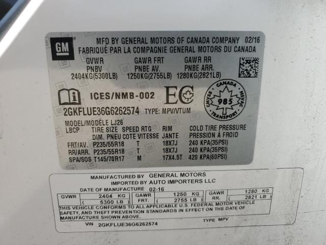 2016 GMC TERRAIN SL 2GKFLUE36G6262574