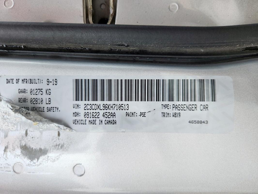 2019 DODGE CHARGER SR 2C3CDXL96KH710513