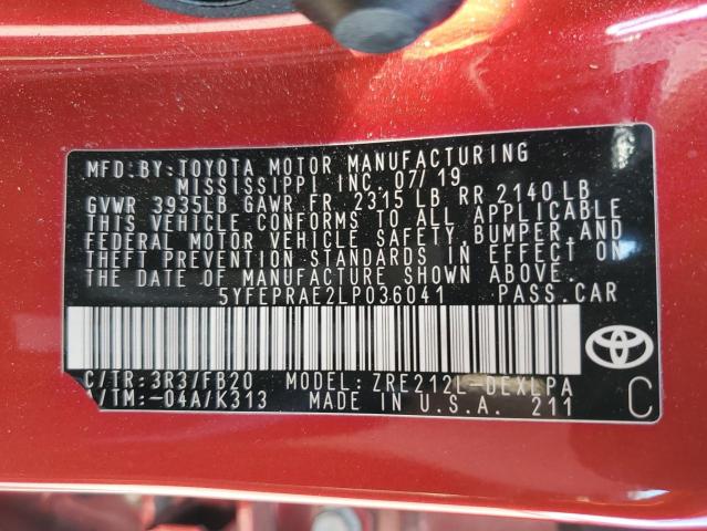 2020 TOYOTA COROLLA LE 5YFEPRAE2LP036041