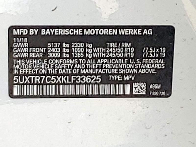 2019 BMW X3 SDRIVE3 5UXTR7C5XKLF33625