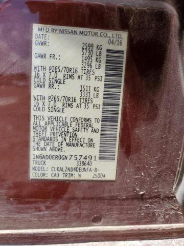 2016 NISSAN FRONTIER S - 1N6AD0ER0GN757491