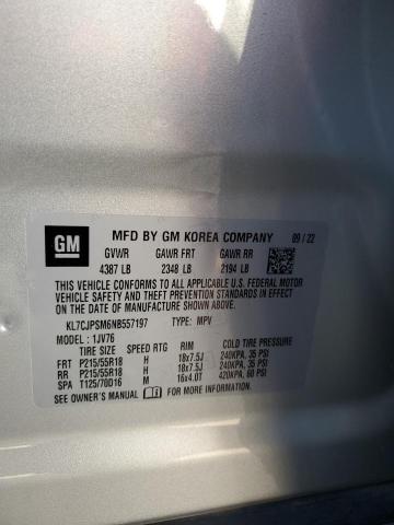 2022 CHEVROLET TRAX 1LT KL7CJPSM6NB557197