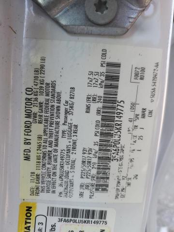 2019 FORD FUSION SE - 3FA6P0LU5KR149775