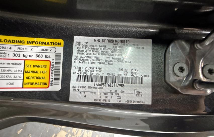 2020 FORD MUSTANG GT 1FA6P8CF6L5117986