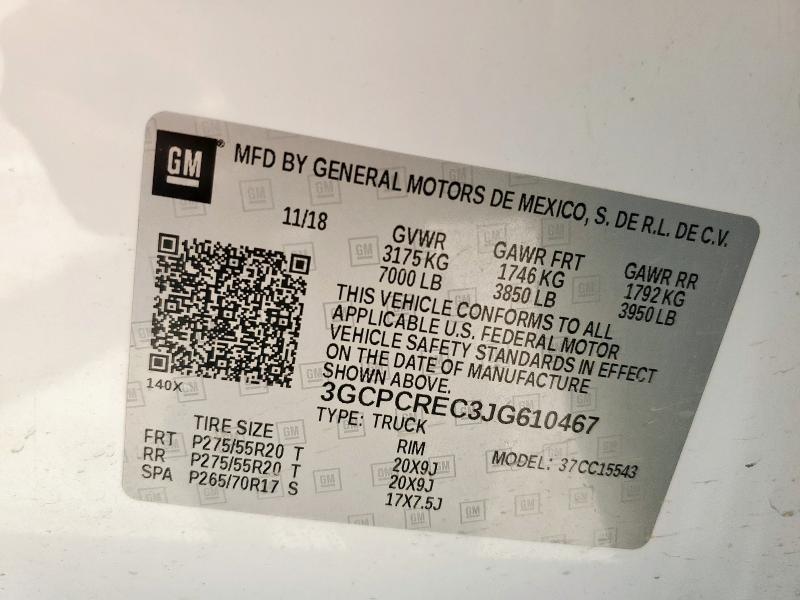 2018 CHEVROLET SILVERADO 3GCPCREC3JG610467