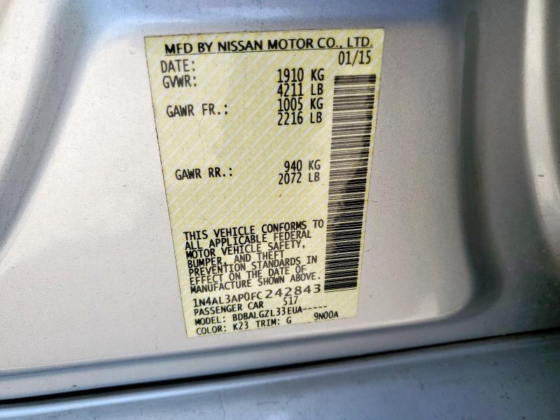 2015 NISSAN ALTIMA 2.5 - 1N4AL3AP0FC242843