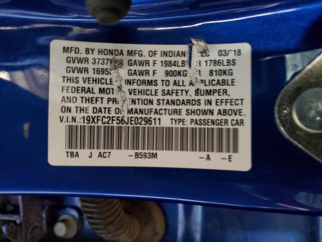 2018 HONDA CIVIC LX 19XFC2F56JE029611