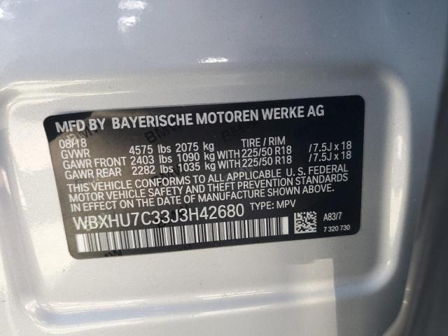 2018 BMW X1 SDRIVE2 WBXHU7C33J3H42680