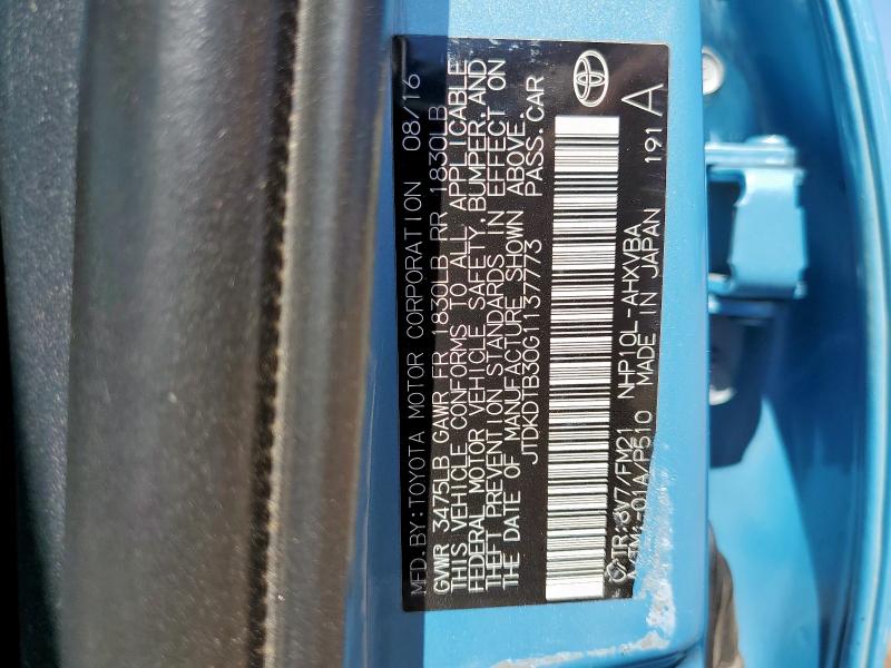 2016 TOYOTA PRIUS C JTDKDTB30G1137773