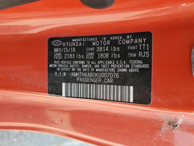 2019 HYUNDAI VELOSTER T KMHTH6AB0KU007076