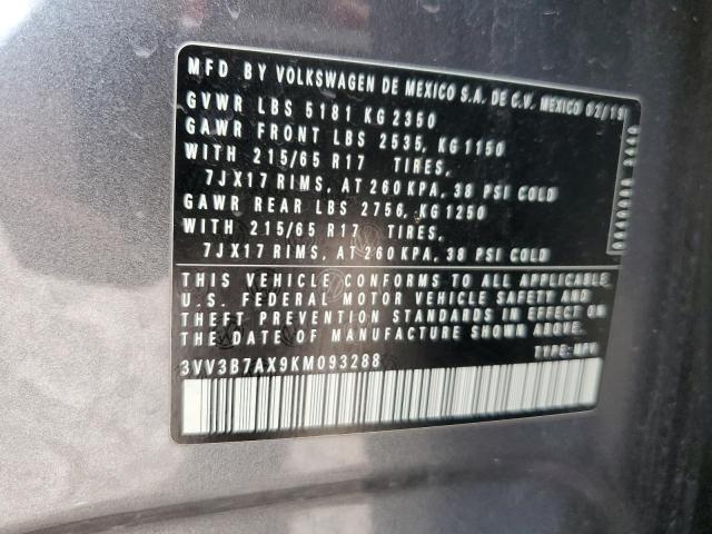 2019 VOLKSWAGEN TIGUAN SE - 3VV3B7AX9KM093288