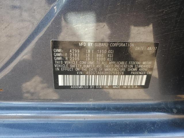 2017 SUBARU IMPREZA 4S3GTAB62H3753276