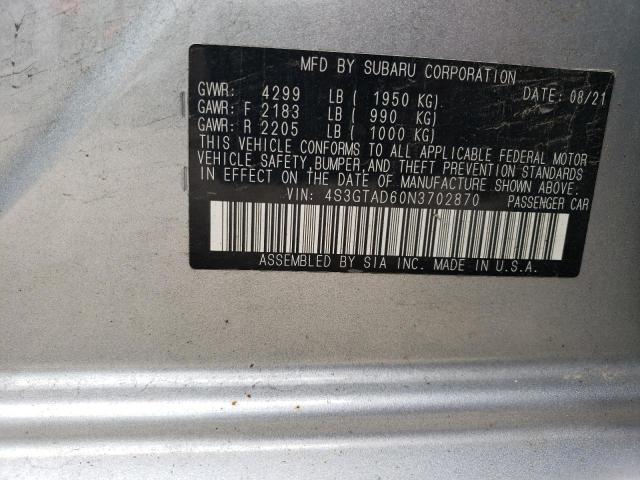 2022 SUBARU IMPREZA PR 4S3GTAD60N3702870