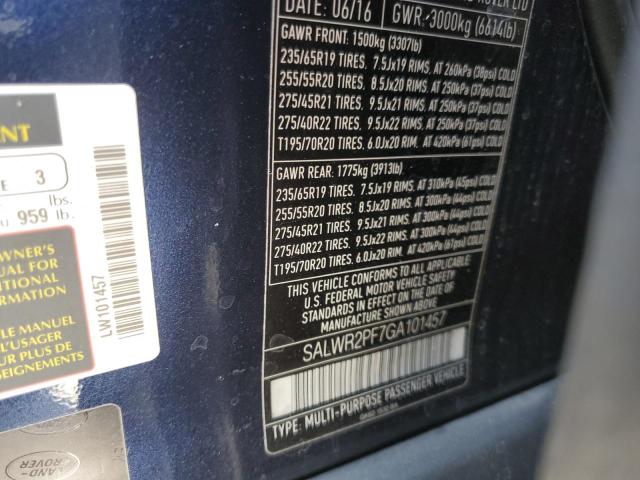 2016 LAND ROVER RANGE ROVE - SALWR2PF7GA101457