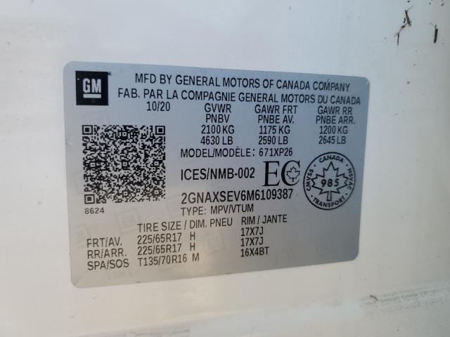 2021 CHEVROLET EQUINOX LS - 2GNAXSEV6M6109387