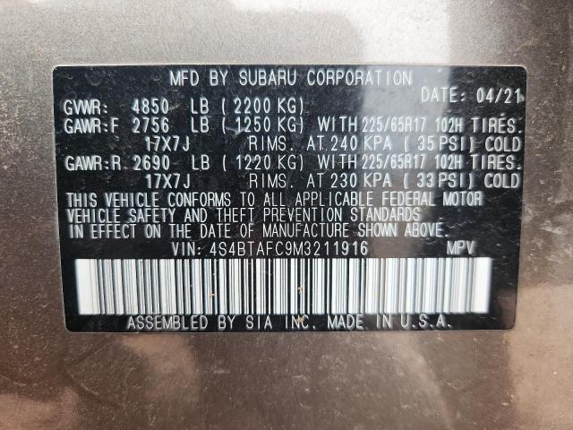 2021 SUBARU OUTBACK PR 4S4BTAFC9M3211916