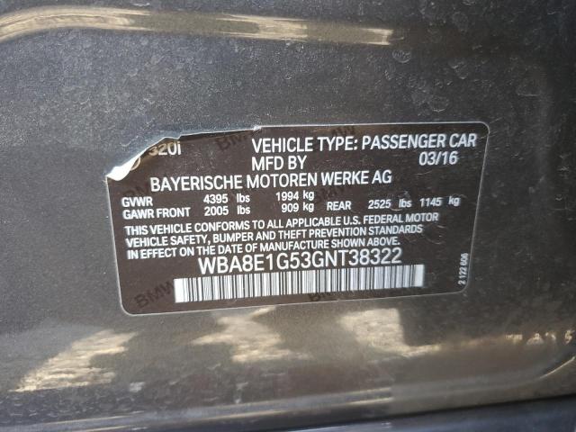 2016 BMW 320 I WBA8E1G53GNT38322