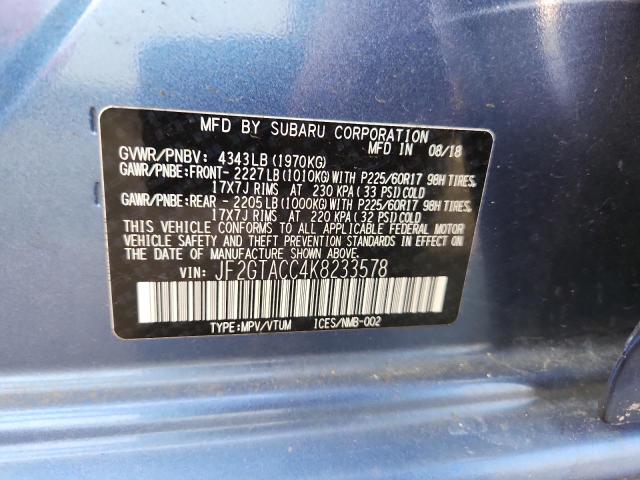 2019 SUBARU CROSSTREK JF2GTACC4K8233578
