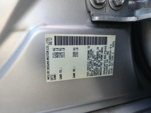 2012 NISSAN MAXIMA S - 1N4AA5AP5CC867946