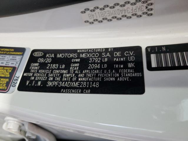 2021 KIA FORTE GT L 3KPF34ADXME281148