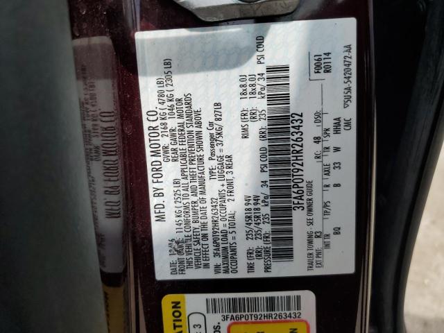 2017 FORD FUSION SE - 3FA6P0T92HR263432