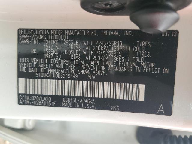 2013 TOYOTA HIGHLANDER - 5TDDK3EH0DS219149