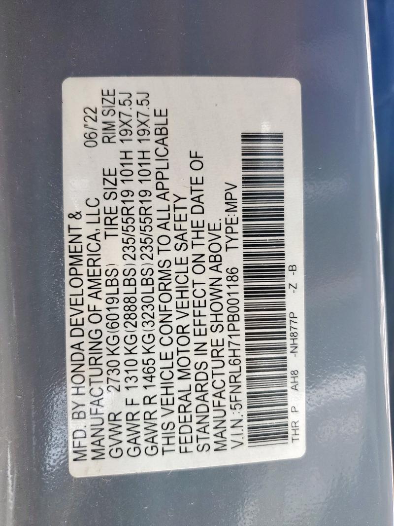 2023 HONDA ODYSSEY SP 5FNRL6H71PB001186