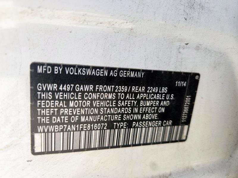 2015 VOLKSWAGEN CC SPORT WVWBP7AN1FE816072