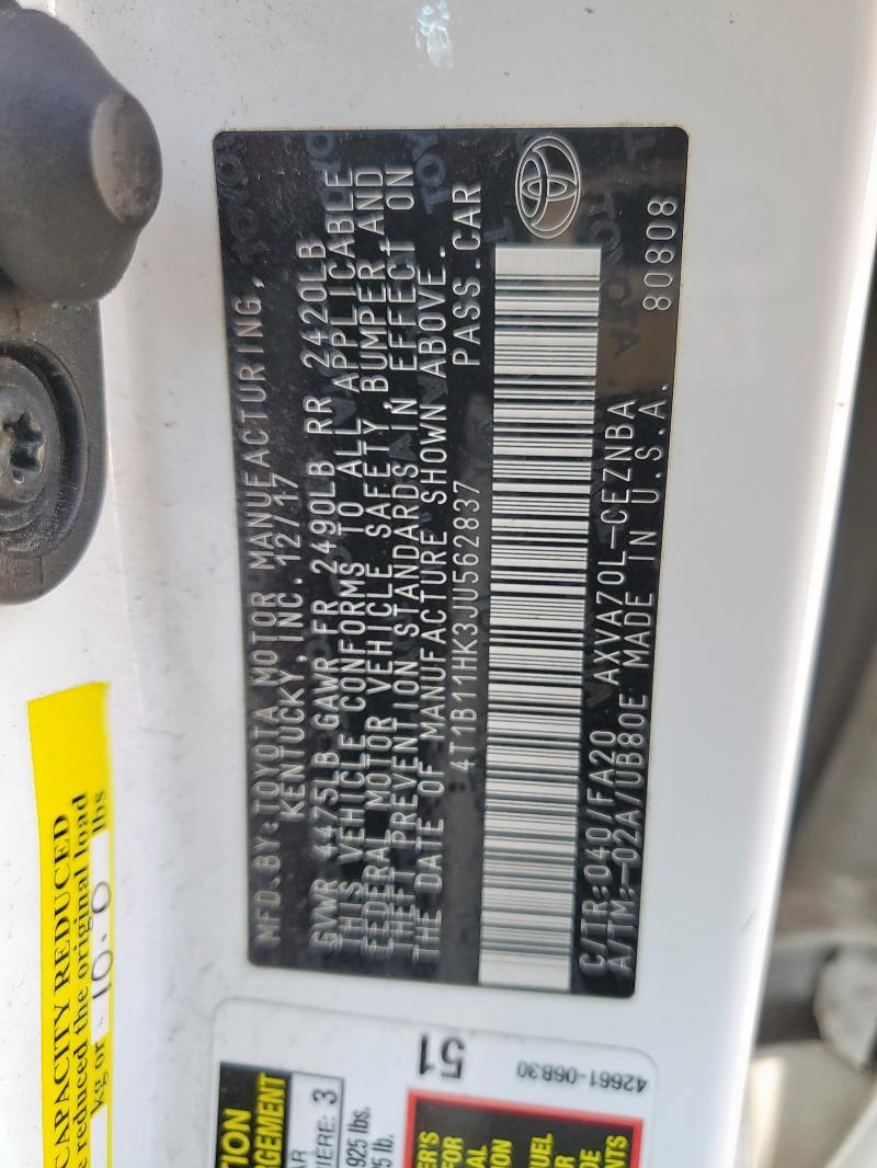 2018 TOYOTA CAMRY L - 4T1B11HK3JU562837