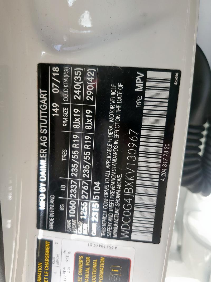 2019 MERCEDES-BENZ GLC 300 - WDC0G4JBXKV130967