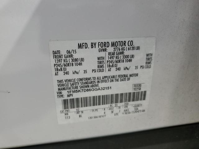 2016 FORD EXPLORER X 1FM5K7D86GGA32151