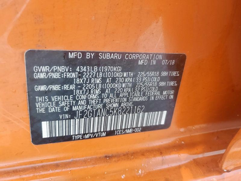 2019 SUBARU CROSSTREK JF2GTANC5K8221162