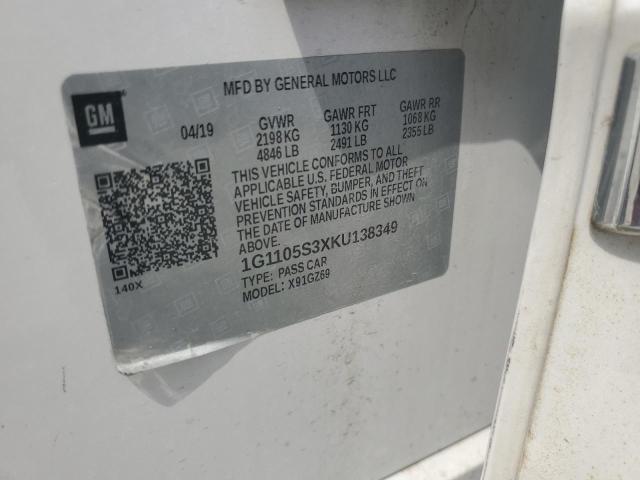 2019 CHEVROLET IMPALA PRE 1G1105S3XKU138349