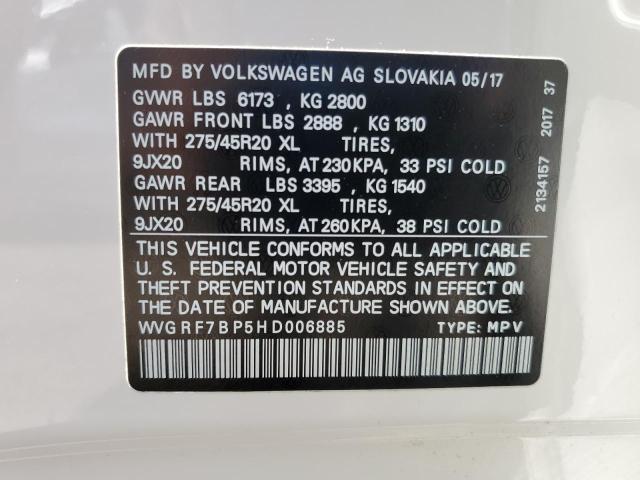 2017 VOLKSWAGEN TOUAREG WO WVGRF7BP5HD006885