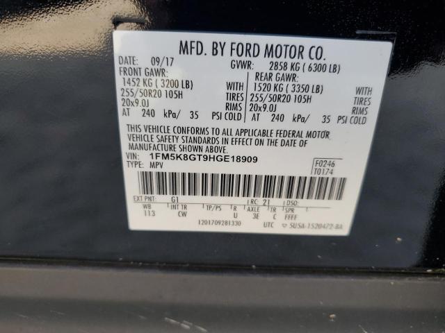 2017 FORD EXPLORER S - 1FM5K8GT9HGE18909