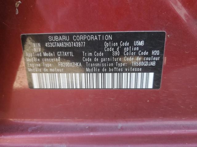 2017 SUBARU IMPREZA 4S3GTAA62H3743977