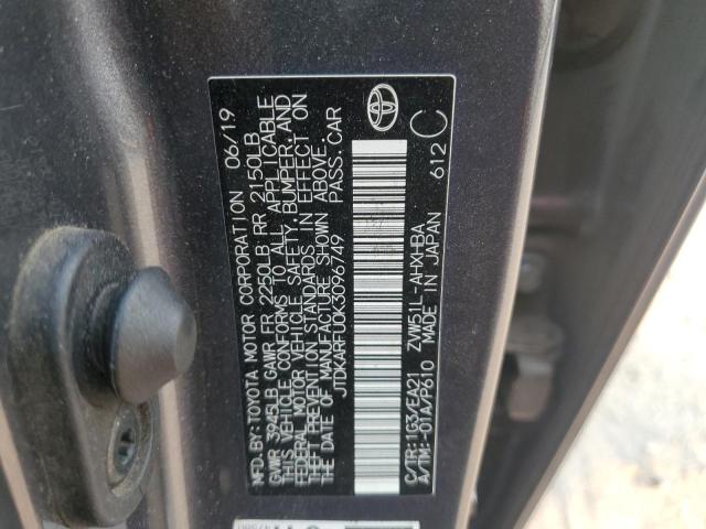 2019 TOYOTA PRIUS - JTDKARFU0K3096749